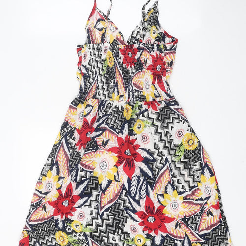 J.Stars Womens Multicoloured Floral Viscose Slip Dress Size S V-Neck Pullover
