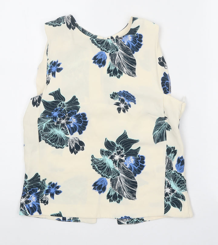 H&M Womens Multicoloured Geometric Polyester Basic Tank Size 8 Round Neck