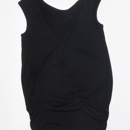 bluheaven Womens Black Polyester Basic T-Shirt Size S V-Neck