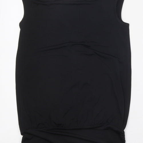 bluheaven Womens Black Polyester Basic T-Shirt Size S V-Neck