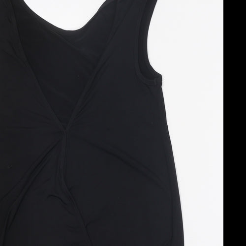 bluheaven Womens Black Polyester Basic T-Shirt Size S V-Neck