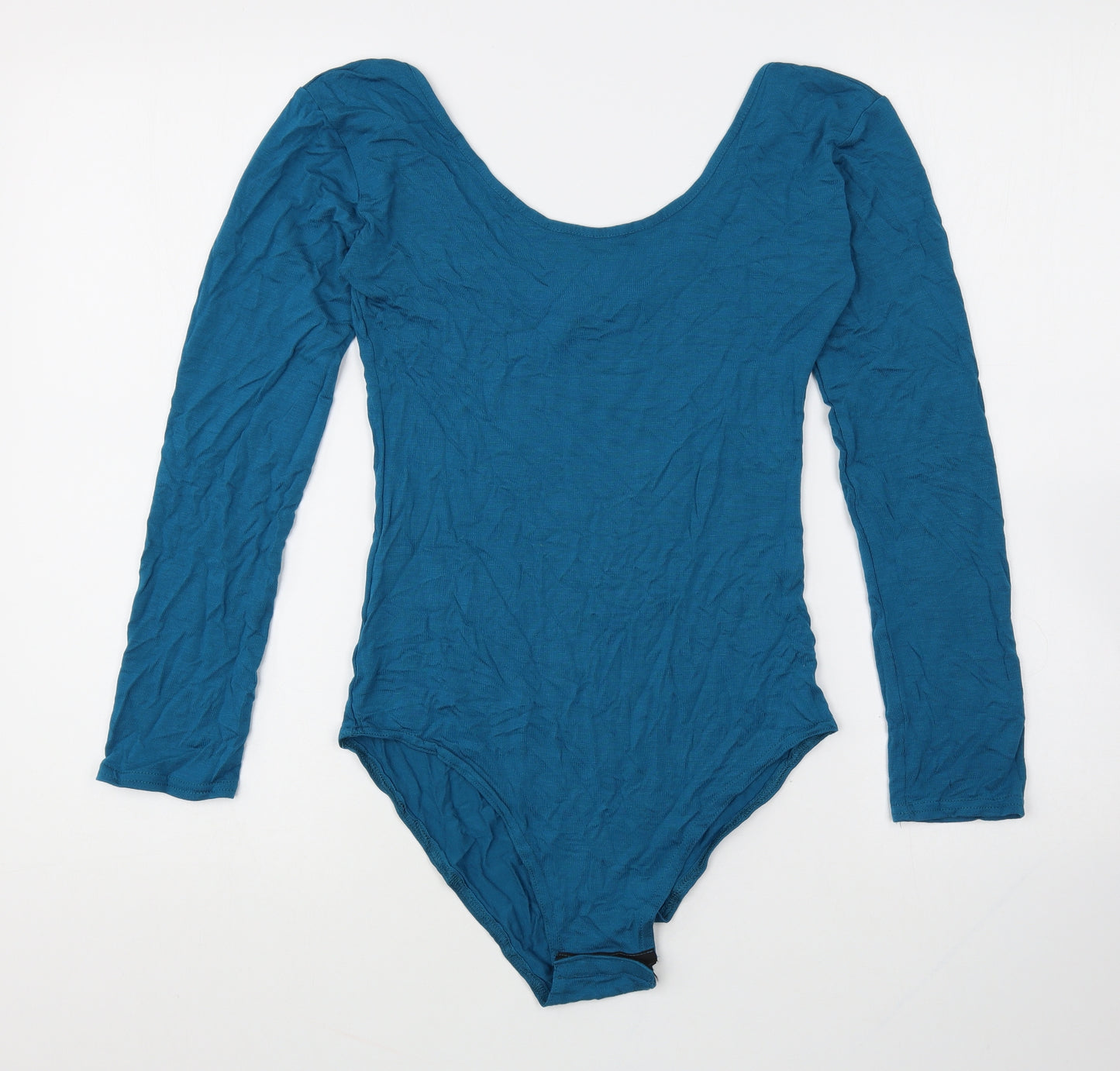 Trendy Touch Womens Blue Viscose Bodysuit One-Piece Size S Snap