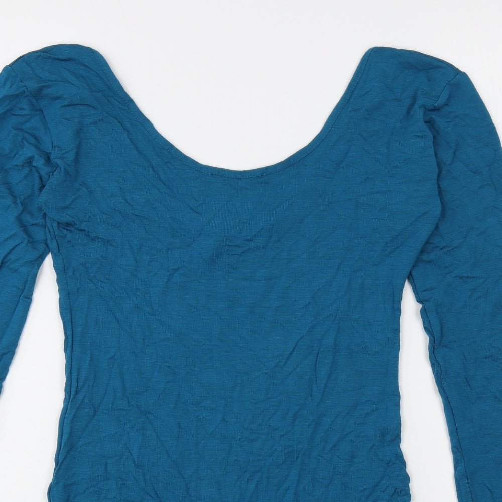 Trendy Touch Womens Blue Viscose Bodysuit One-Piece Size S Snap