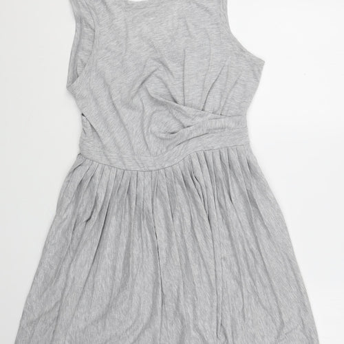 ASOS Womens Grey Cotton Skater Dress Size 12 Scoop Neck