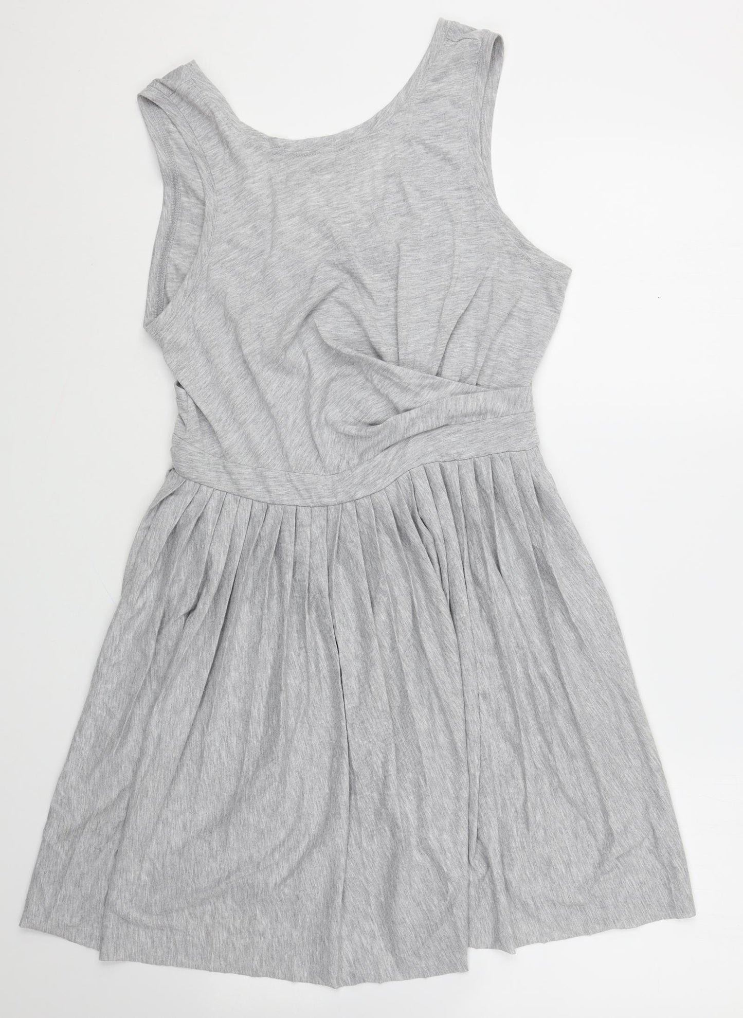 ASOS Womens Grey Cotton Skater Dress Size 12 Scoop Neck