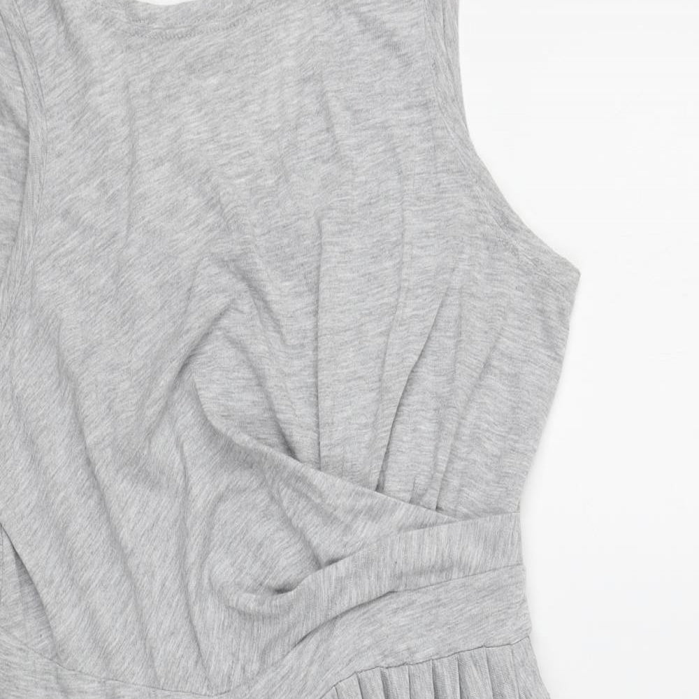 ASOS Womens Grey Cotton Skater Dress Size 12 Scoop Neck