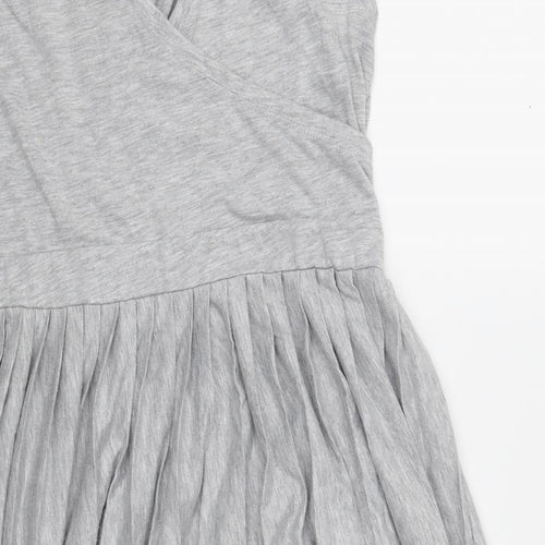 ASOS Womens Grey Cotton Skater Dress Size 12 Scoop Neck