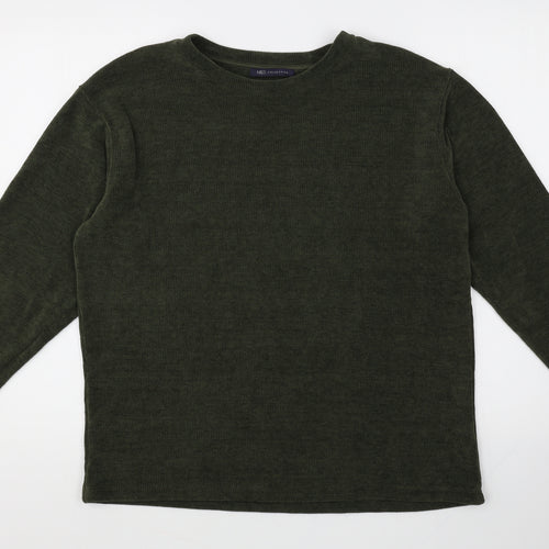 Marks and Spencer Womens Green Round Neck Polyester Pullover Jumper Size S