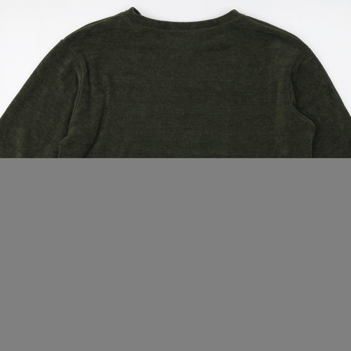Marks and Spencer Womens Green Round Neck Polyester Pullover Jumper Size S