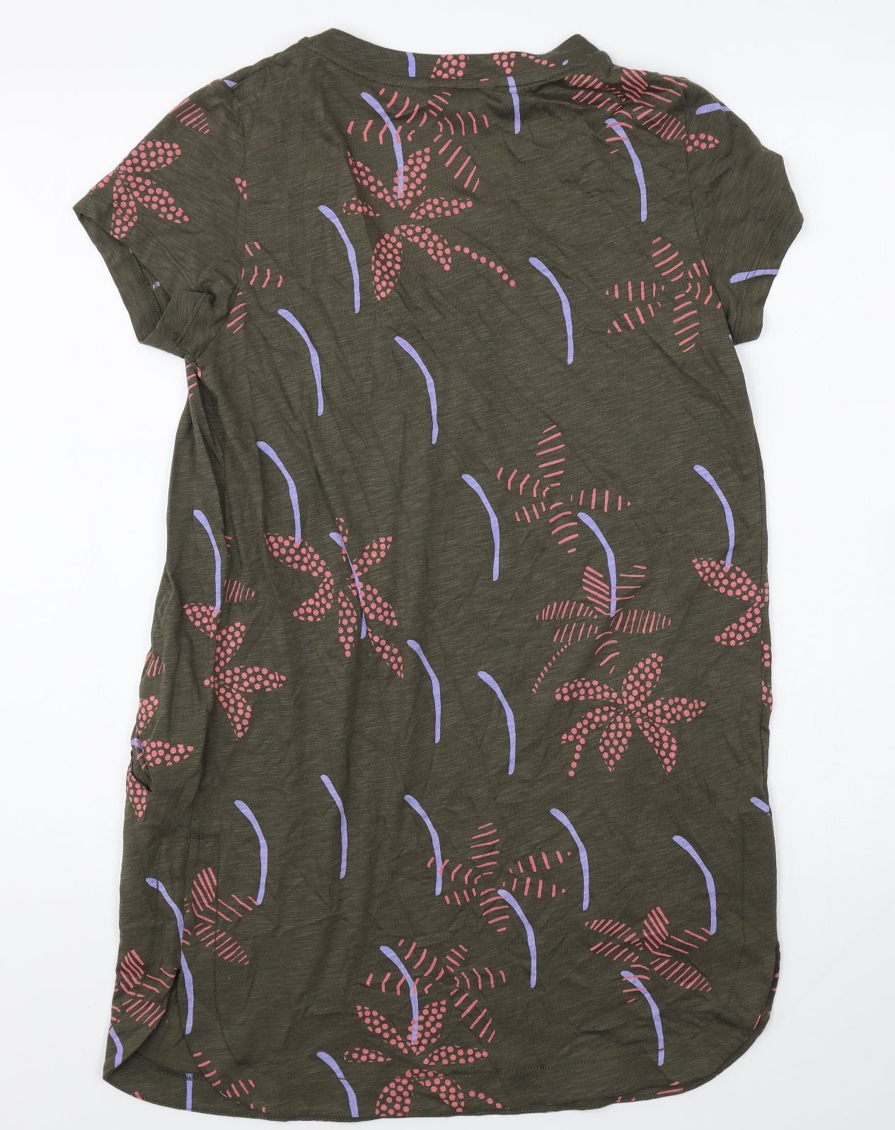 White Stuff Womens Green Geometric Cotton Shift Size 8 V-Neck