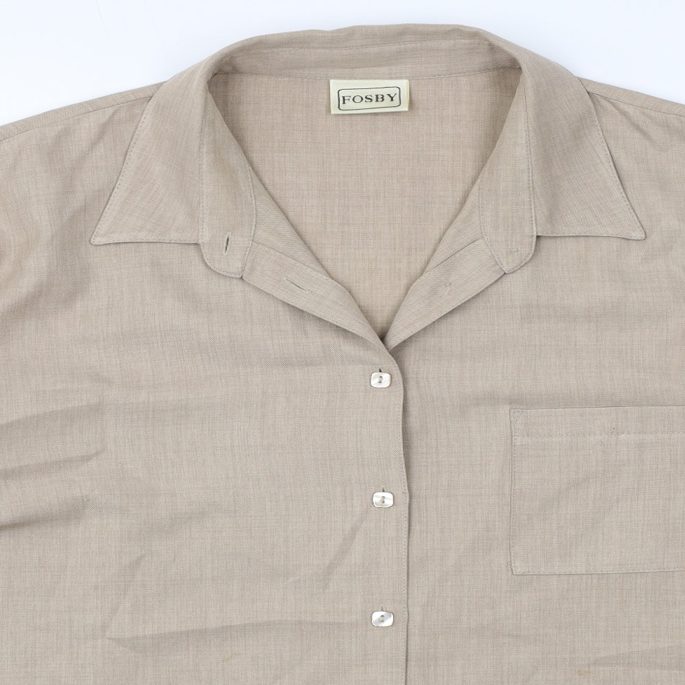 Fosby Womens Beige Polyester Basic Button-Up Size 18 Collared