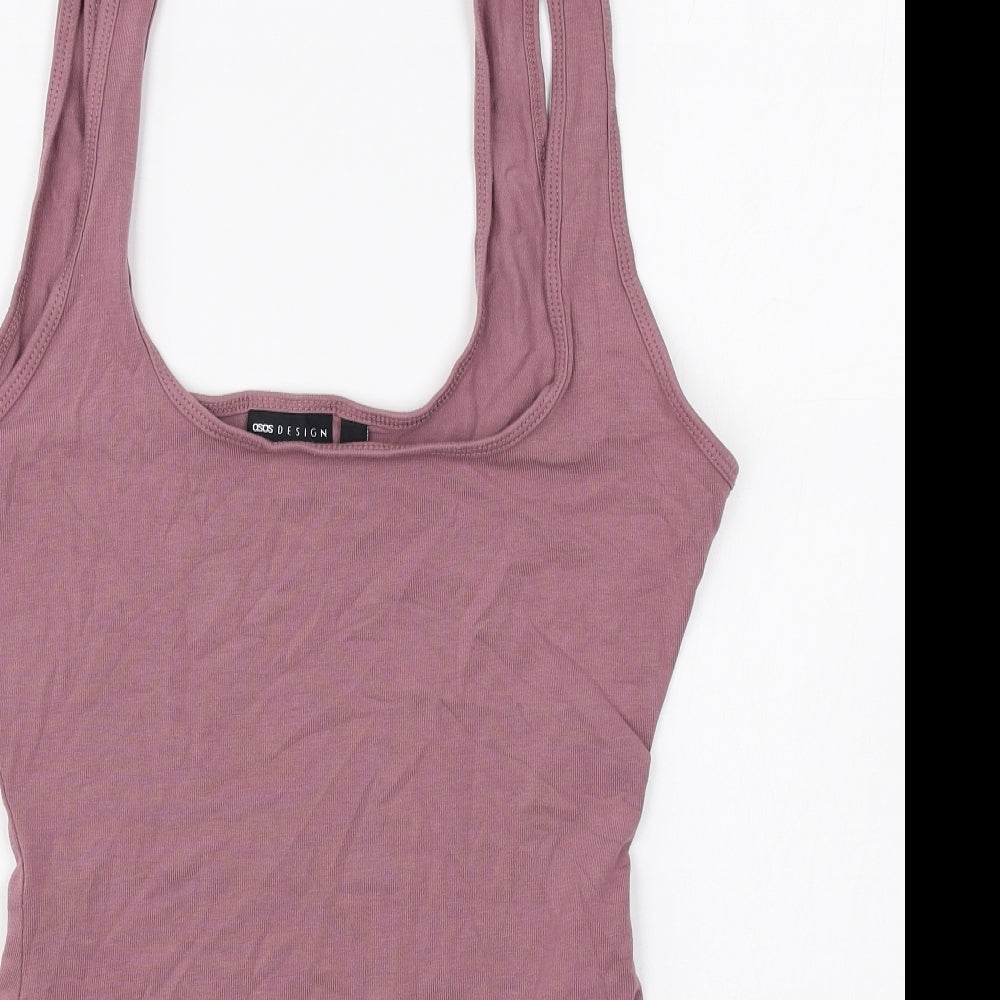 ASOS Womens Pink Elastane Bodysuit One-Piece Size 8 Snap