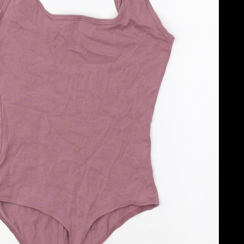 ASOS Womens Pink Elastane Bodysuit One-Piece Size 8 Snap