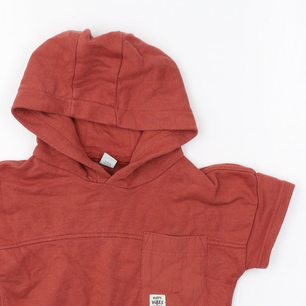 TU Boys Red Cotton Pullover Hoodie Size 2-3 Years Pullover