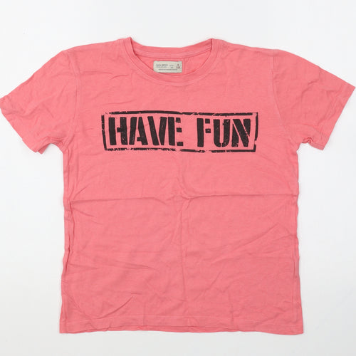 Zara Boys Pink Cotton Basic T-Shirt Size 8 Years Round Neck - Have Fun