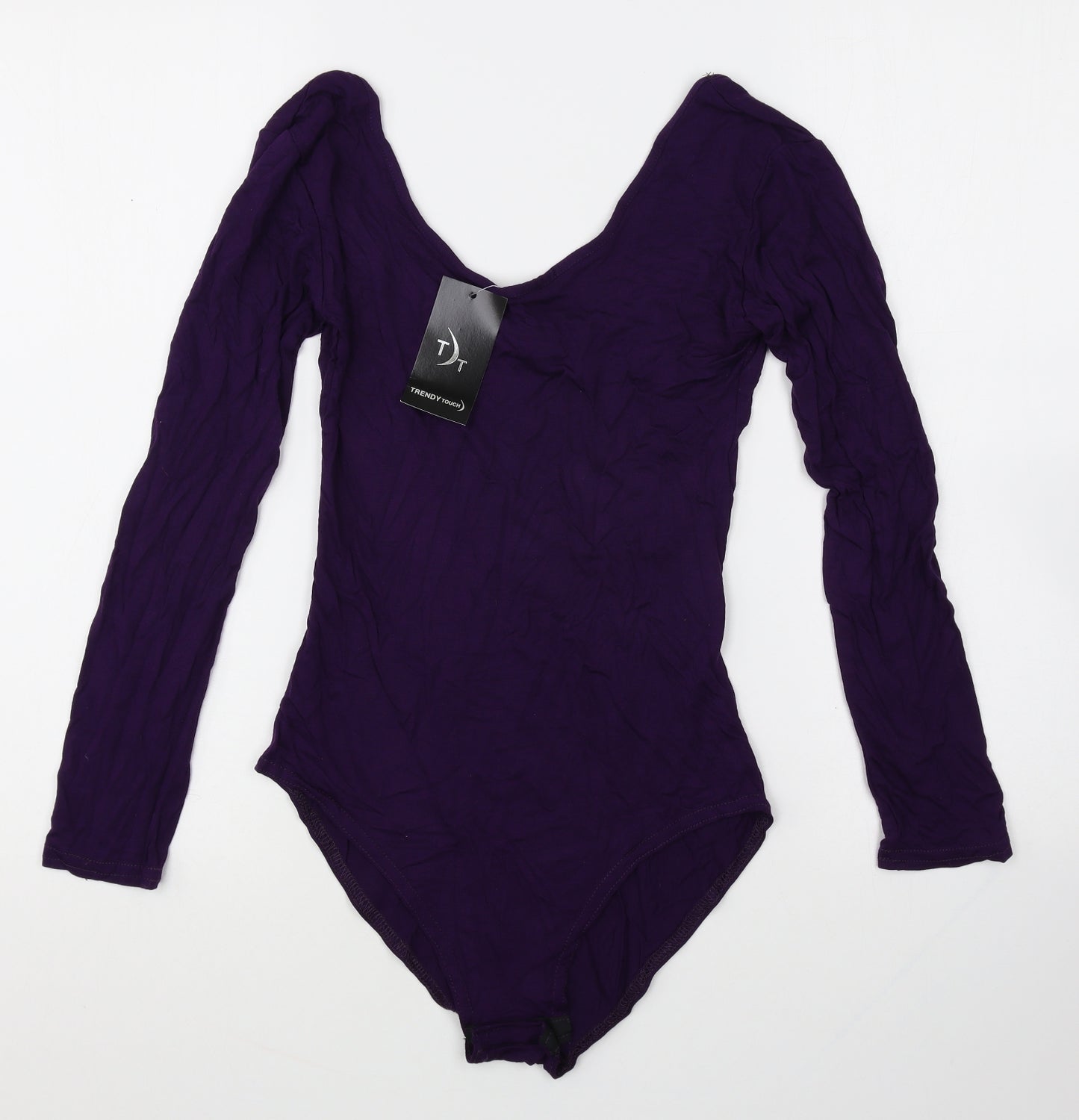Trendy Touch Womens Purple Viscose Bodysuit One-Piece Size S Snap