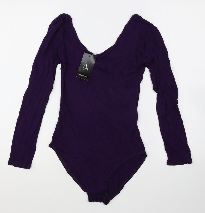 Trendy Touch Womens Purple Viscose Bodysuit One-Piece Size S Snap