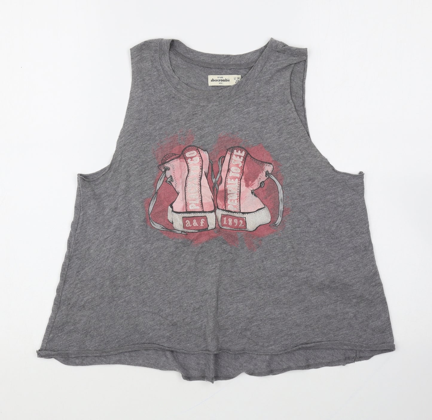 Abercrombie & Fitch Womens Grey Cotton Basic Tank Size 14 Round Neck