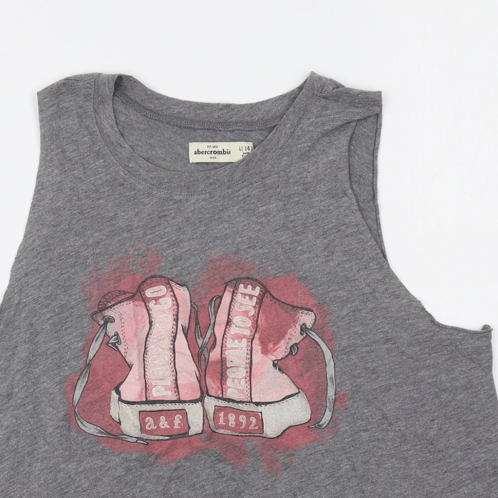 Abercrombie & Fitch Womens Grey Cotton Basic Tank Size 14 Round Neck