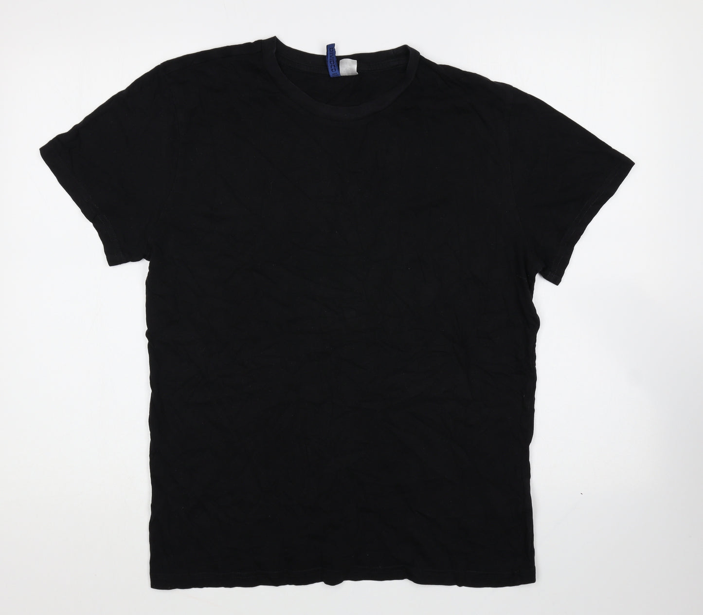 H&M Mens Black Cotton T-Shirt Size S Round Neck