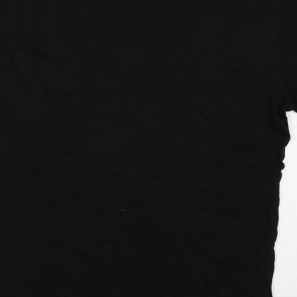 H&M Mens Black Cotton T-Shirt Size S Round Neck