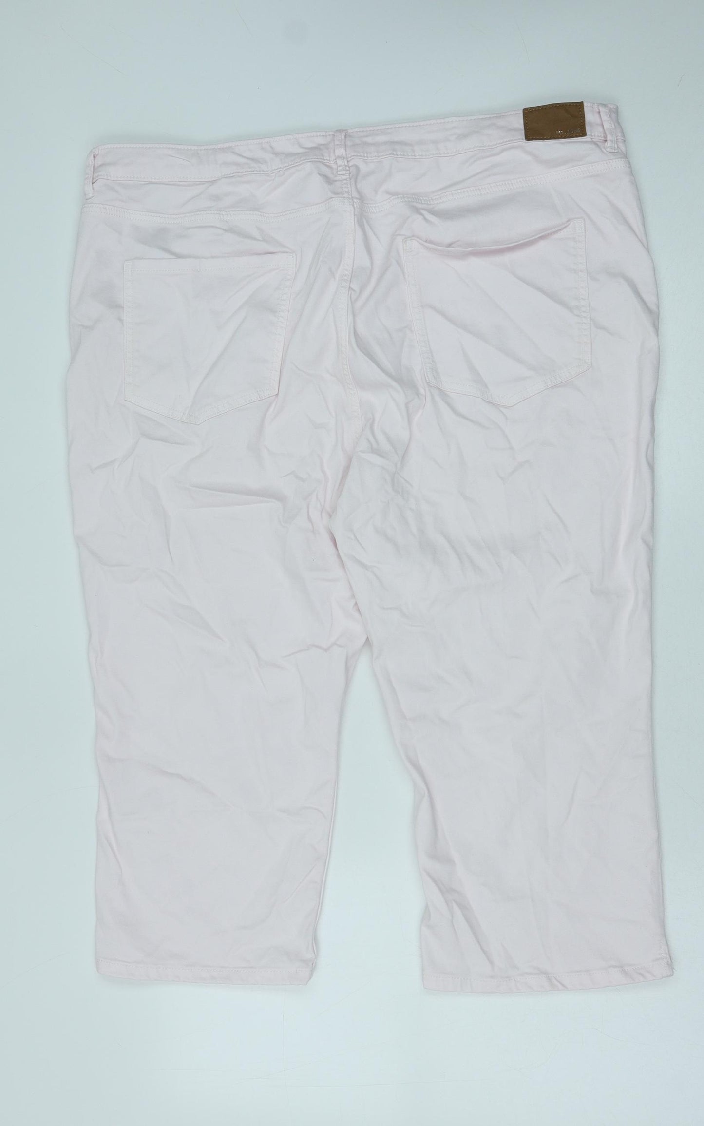 Marks and Spencer Womens Pink Cotton Cropped Jeans Size 24 Regular Button