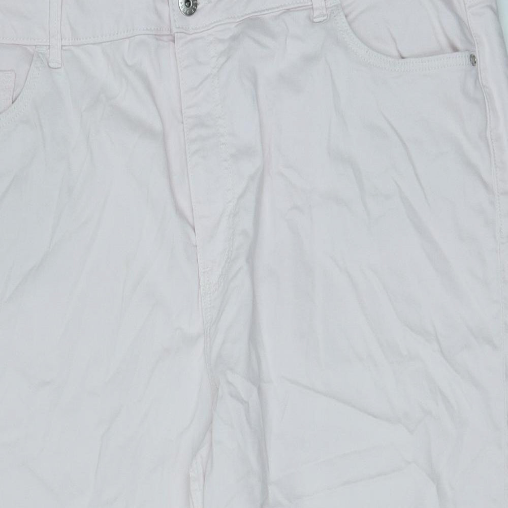 Marks and Spencer Womens Pink Cotton Cropped Jeans Size 24 Regular Button