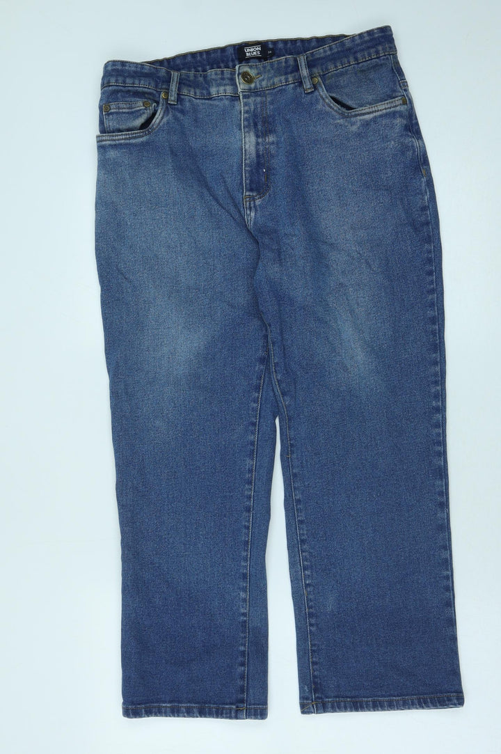 Union Blues Womens Blue Cotton Boyfriend Jeans Size 34 in Regular Button