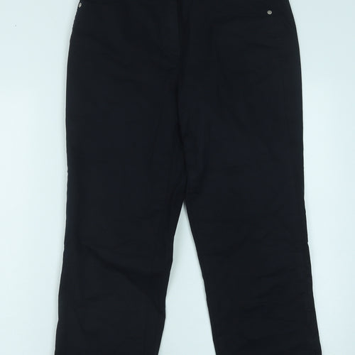 Gerry Weber Womens Blue Cotton Trousers Size 14 Regular Button