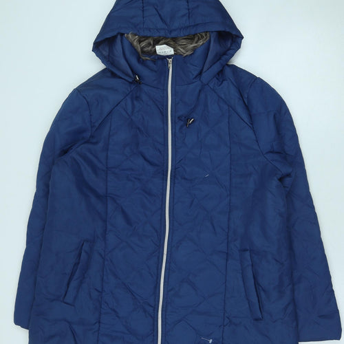 Anna De Lancay Womens Blue Quilted Coat Size M Zip