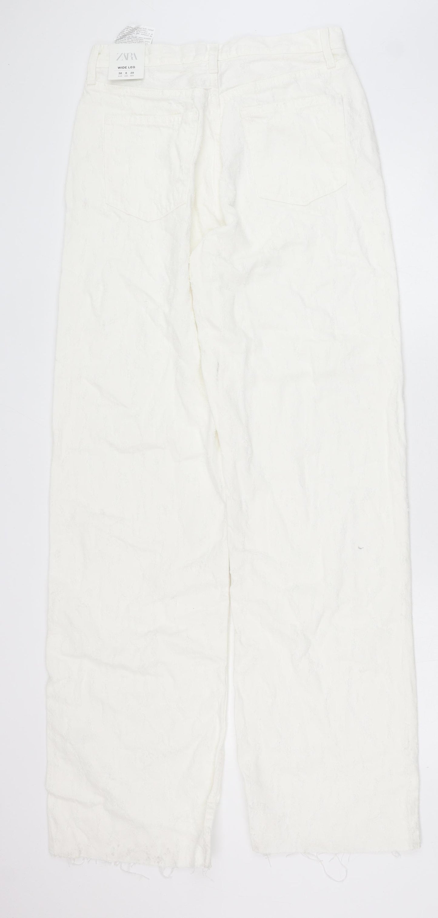 Zara Womens White Cotton Straight Jeans Size 8 Regular Button