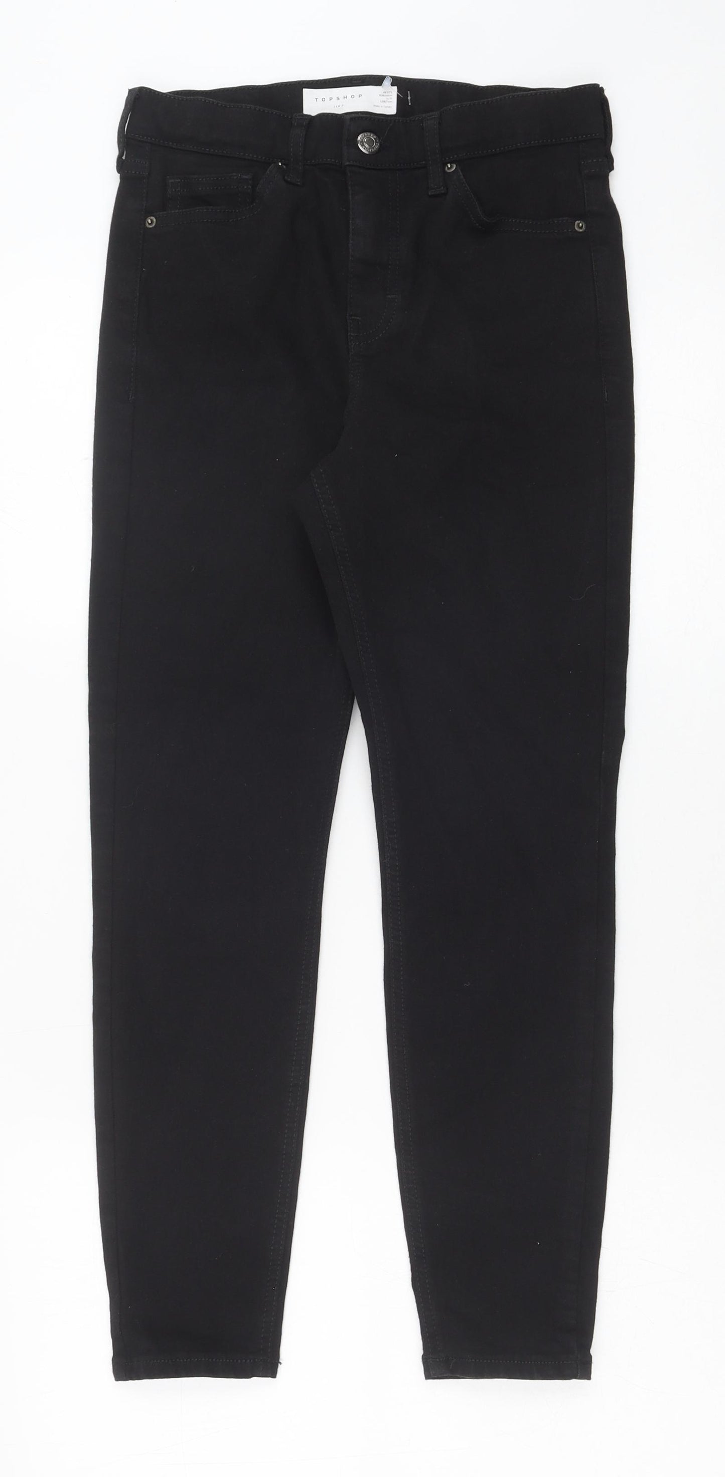 Topshop Womens Black Cotton Skinny Jeans Size 26 in L28 in Regular Zip