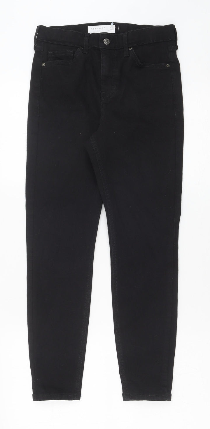 Topshop Womens Black Cotton Skinny Jeans Size 26 in L28 in Regular Zip