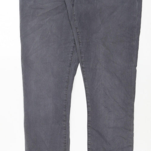 Topshop Womens Grey Cotton Skinny Jeans Size 28 in L32 in Regular Button