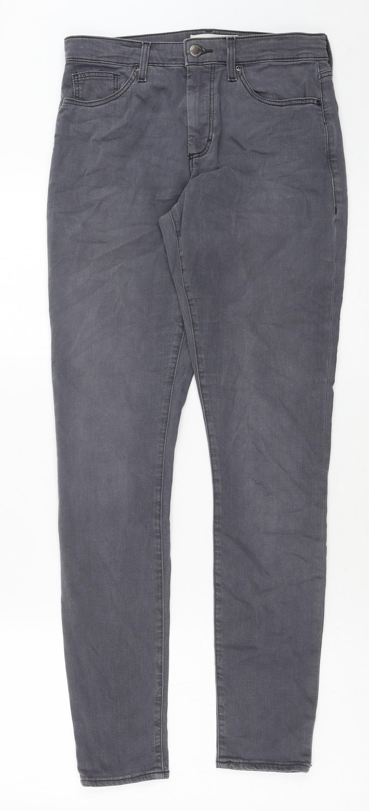 Topshop Womens Grey Cotton Skinny Jeans Size 28 in L32 in Regular Button