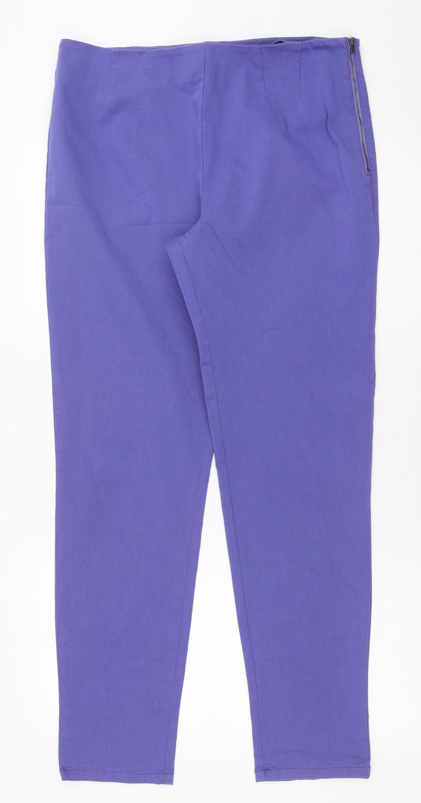 Phase Eight Womens Purple Cotton Trousers Size 16 Regular Zip