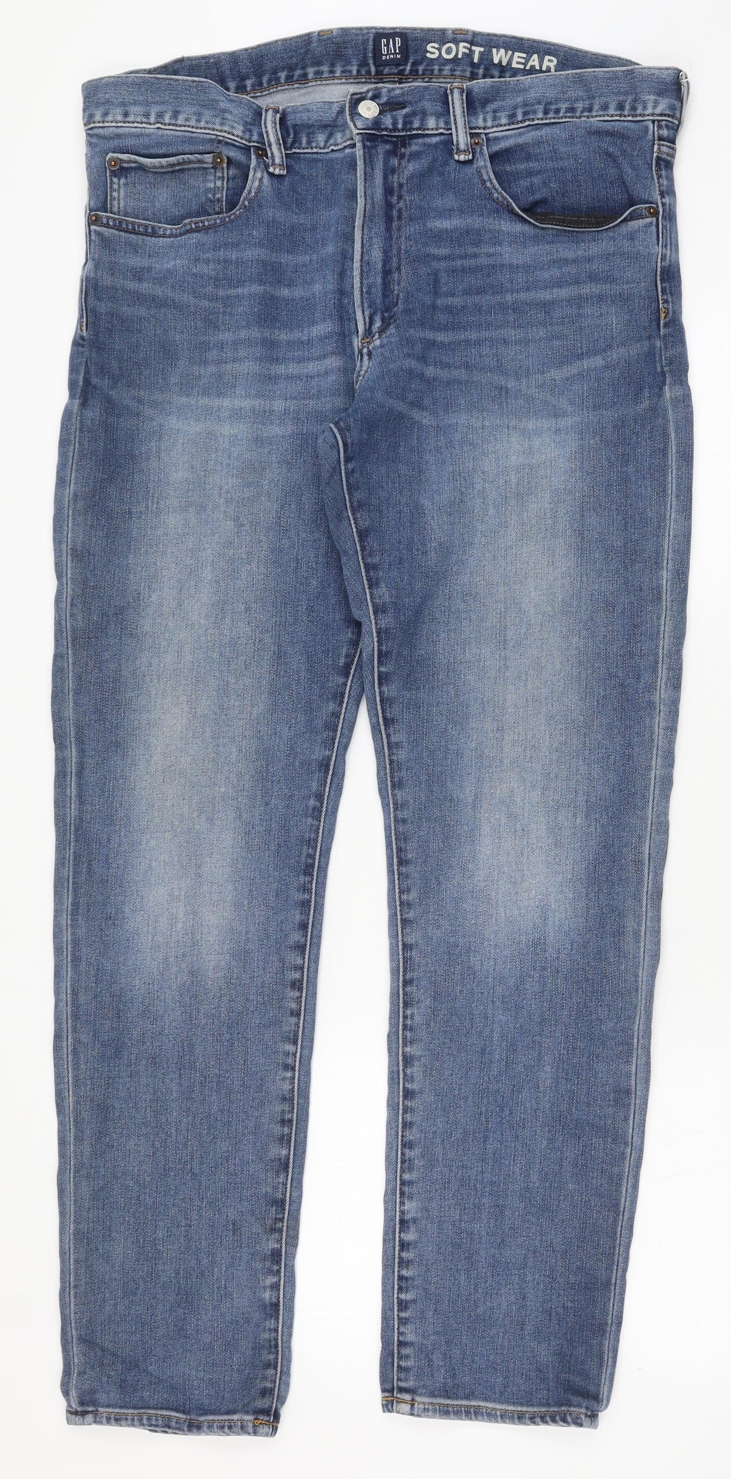 Gap Mens Blue Cotton Straight Jeans Size 36 in L32 in Regular Button