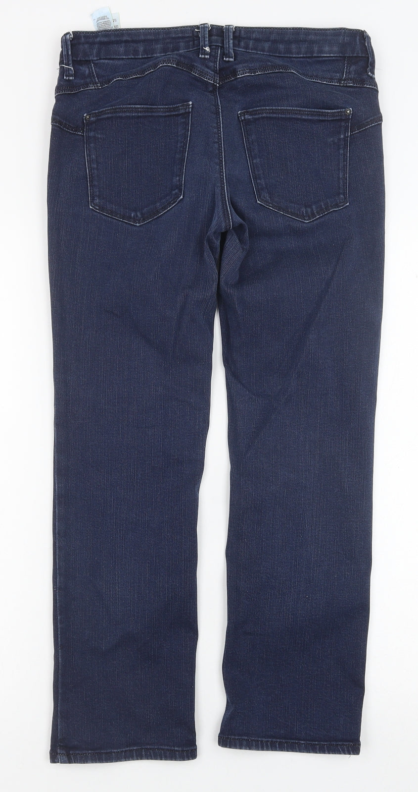 Marks and Spencer Womens Blue Cotton Straight Jeans Size 12 Regular Button