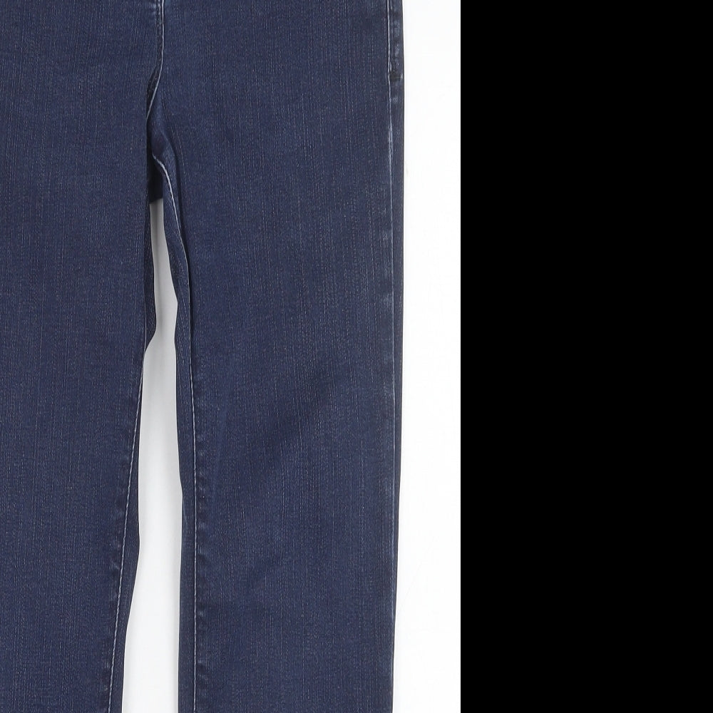 Marks and Spencer Womens Blue Cotton Straight Jeans Size 12 Regular Button