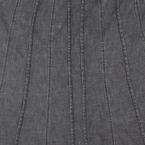 BHS Womens Grey Cotton Pleated Skirt Size 39 in Zip