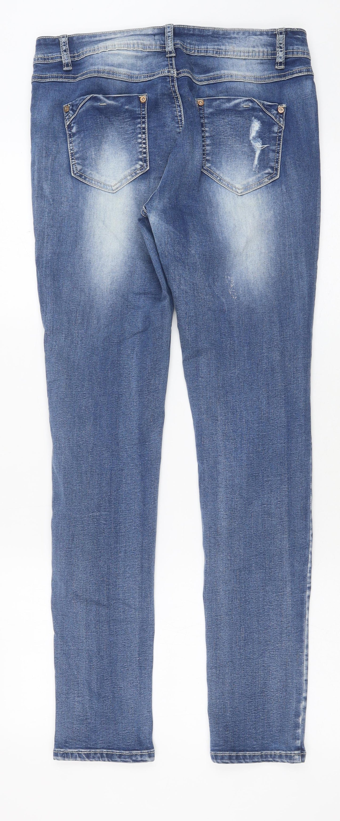 Quiz Womens Blue Cotton Skinny Jeans Size 12 Regular Button