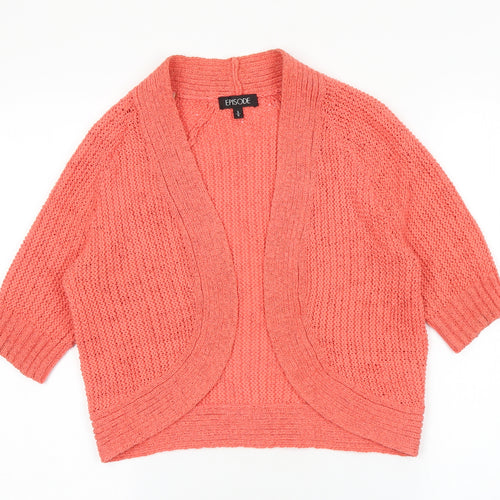 Episode Womens Pink V-Neck Cotton Cardigan Jumper Size S
