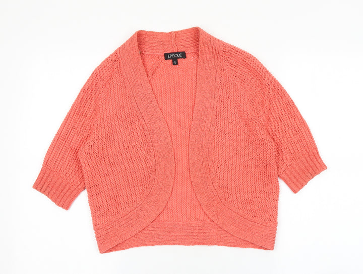 Episode Womens Pink V-Neck Cotton Cardigan Jumper Size S