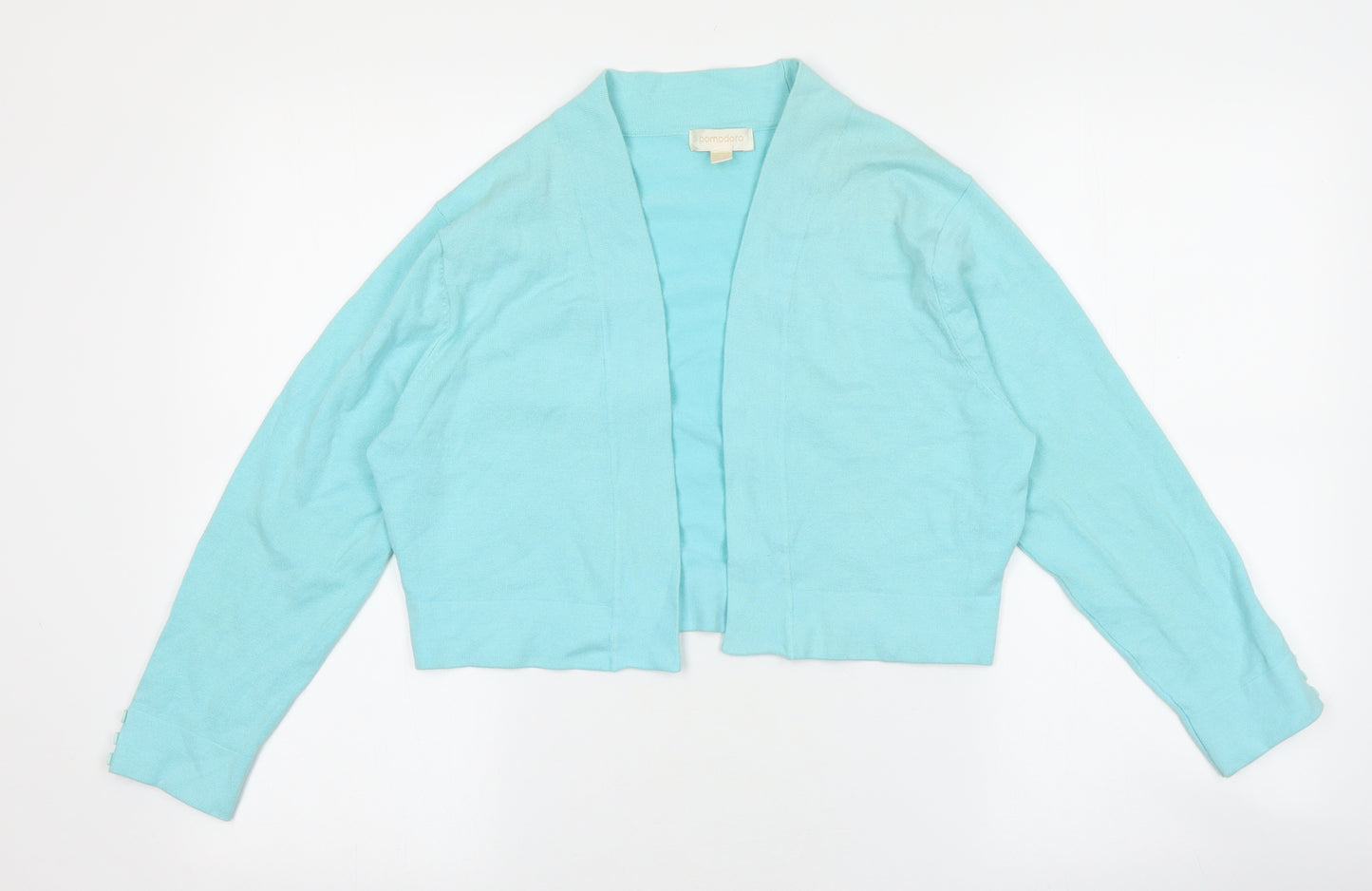 pomodoro Womens Blue V-Neck Cotton Cardigan Jumper Size 14
