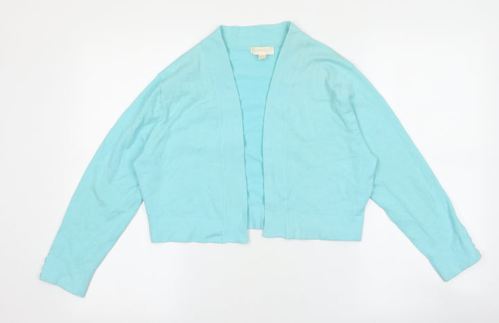 pomodoro Womens Blue V-Neck Cotton Cardigan Jumper Size 14
