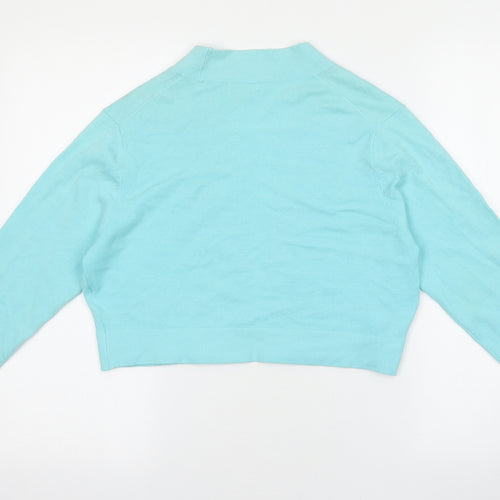 pomodoro Womens Blue V-Neck Cotton Cardigan Jumper Size 14