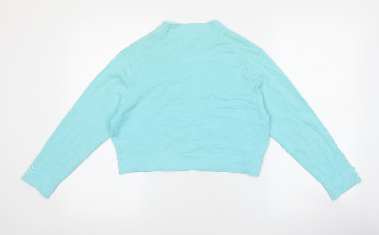 pomodoro Womens Blue V-Neck Cotton Cardigan Jumper Size 14