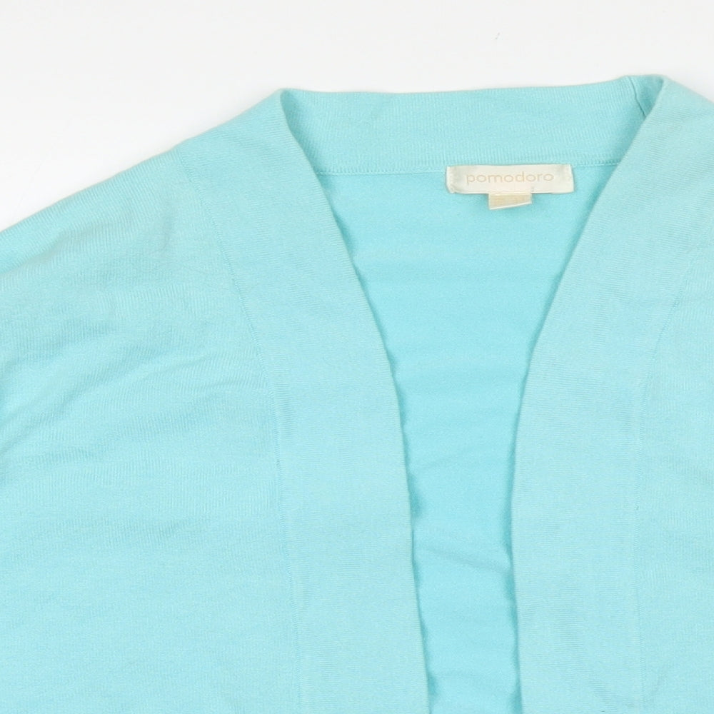 pomodoro Womens Blue V-Neck Cotton Cardigan Jumper Size 14