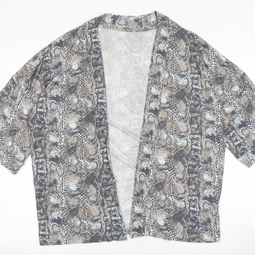 NEXT Womens Brown V-Neck Geometric Viscose Cardigan Jumper Size 10 - Animal Print