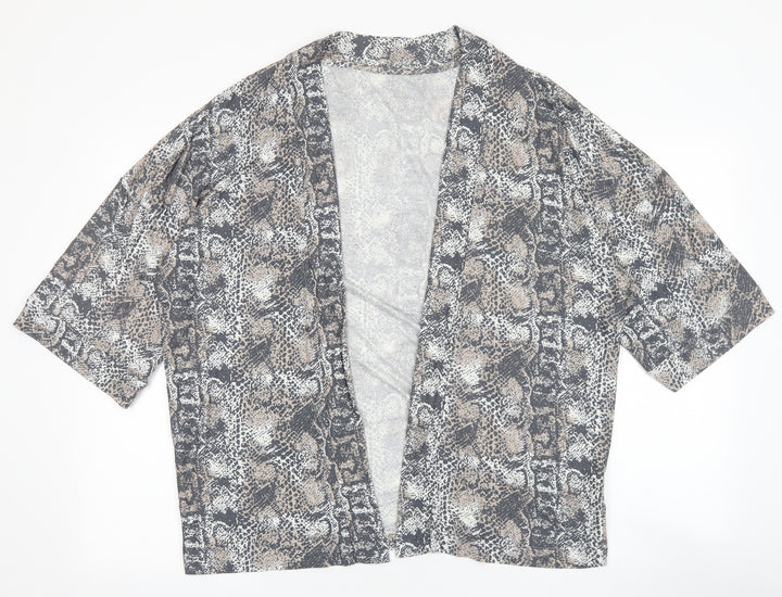 NEXT Womens Brown V-Neck Geometric Viscose Cardigan Jumper Size 10 - Animal Print